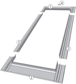 Vertical and horizontal cross-section of FTP-V window with ESJ flashing